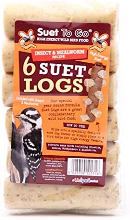 Suet to go Insect and Mealworm Suet Logs Wild Bird Treat, Pack of 36
