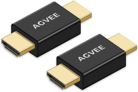 AGVEE [2 Pack] HDMI Male to Male Adapter 19 Pin HDMI 2.0 4k 60HZ Type-A Coupler Extender Connector, Metal Shell Extension Converter for TV Stick, Roku Stick, Chromecast, Xbox, PS4, Laptop, PC, Black