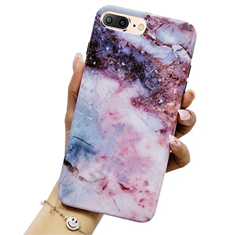 iPhone 8 Plus Case, iPhone 7 Plus Case, Jwest Marble Design Bumper Slim TPU Soft Rubber Silicone Cover Anti-Scratch Thin Back Protective Phone Case for Apple iPhone 7 Plus / 8 Plus Pink