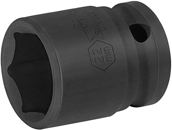 Jetech 1/2 Inch Drive 22mm Standard Impact Socket, Made with Chrome Molybdenum Alloy Steel, Heat Treated, 6-Point Design, Metric