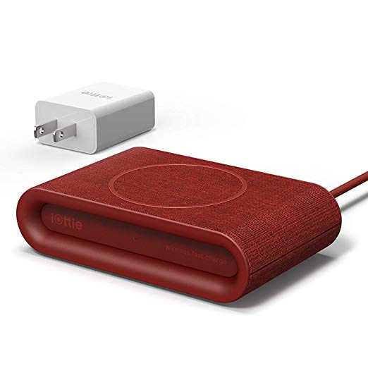 iOttie iON Wireless Plus v2 Fast Charger Qi-Certified Charging Pad 7.5W for iPhone Xs Max R 8 Plus 10W for Samsung S9 Note 9 (Includes USB C Cable) Dual Charge Feature - Ruby