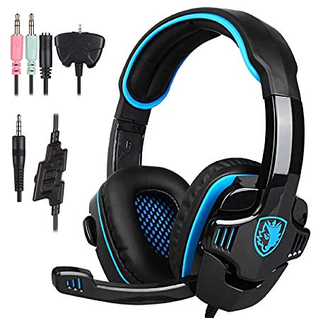 Sades SA930 3.5mm Wired Multi-Platform Stereo Sound Gaming Headset Over Ear Gaming Headphone with Microphone Volume Control for Pc/Mac/Xbox one/PS4/phone(Black/Green)