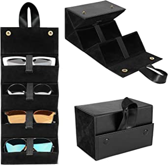 MoKo Sunglasses Organizer with 5 Slots, Travel Glasses Case Storage Portable Sunglasses Storage Case for Women Men