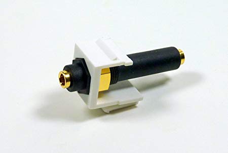 3.5mm Keystone Snap-In Stereo Jack White Female In-line Modular Coupler For Wall Plate; 45-774