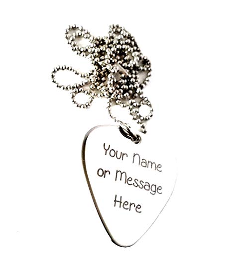 Personalized Stainless Steel Guitar Pick Necklace - Custom Any Message - Custom Gift