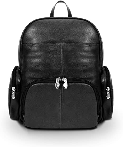 McKleinUSA S Series Cumberland Pebble Grain Calfskin Leather 15" Leather Dual Compartment Laptop Backpack Black (88365) One Size