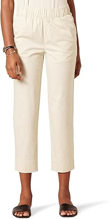 Amazon Essentials Women's Stretch Cotton Pull-on Mid Rise Relaxed-Fit Ankle Length Pant