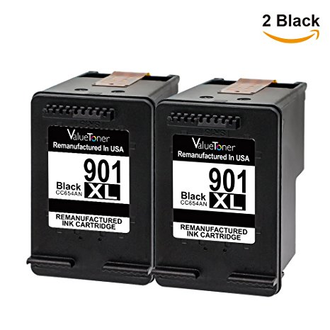 Valuetoner Remanufactured Ink Cartridge Replacement For Hewlett Packard HP 901XL High Yield CZ721BN CC654AN (2 Black) 2 Pack