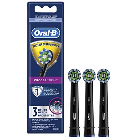 Oral-b Power Crossaction Electric Toothbrush Replacement Brush Head Refills, Black, 3 Count
