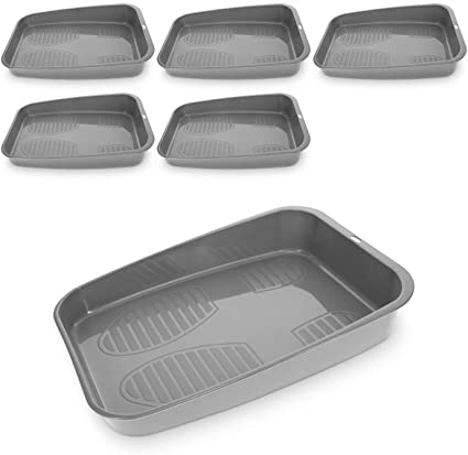 Navaris Small Boot Trays (6 Pieces) - Fits 1 Pair of Shoes or Boots - Shoe Tray Mat for Entryway, Closet, Mud Room - Indoor Floor Weather Protection