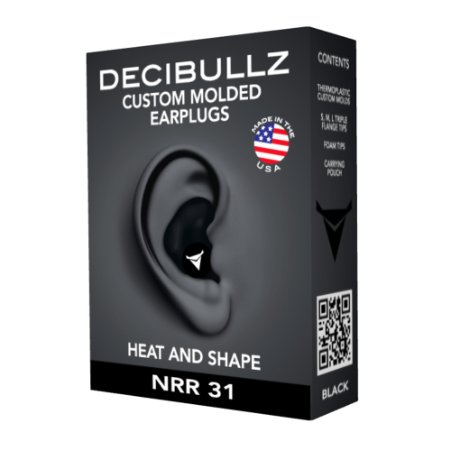 Custom Molded Earplugs: Perfect Fit Ear Protection for Safety, Travel, Work, Shooting (Black)