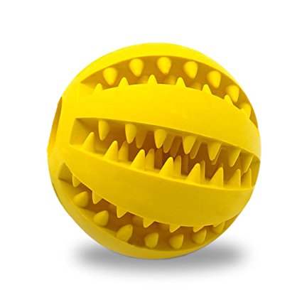 IQ Treat Ball for Dogs and Cats Durable Non-Toxic Strong Tooth Cleaning Dog Feed Ball for Pet IQ Training/ Chewing/Playing, Dog Chew Toys (Dental Treat and Bite Resistant)