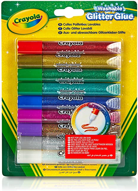 Crayola Washable Glitter Glue Pens .35oz-Bold 9/Pkg