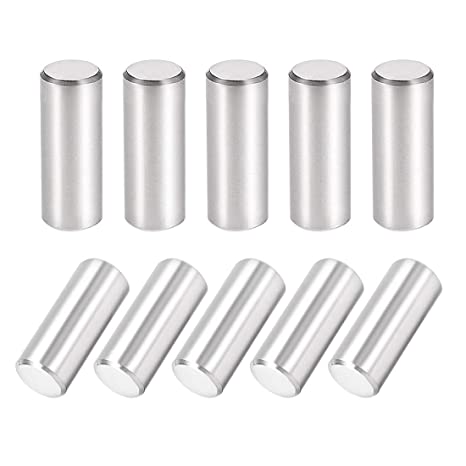 uxcell 10Pcs 8mm X 20mm Dowel Pin 304 Stainless Steel Cylindrical Shelf Support Pin Fasten Elements Silver Tone