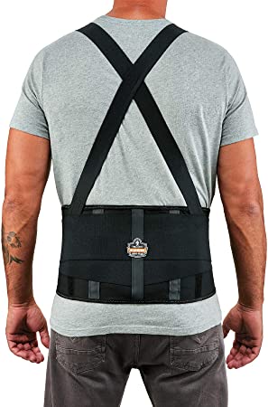 Ergodyne ProFlex 1100SF Back Support Brace, 8" Spandex Belt, Patented Stays Provide Added Support, Large