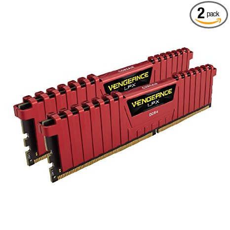 Corsair Vengeance LPX 16GB (2x8GB) DDR4 DRAM 2400MHz (PC4-19200) C14 Memory Kit - Red (CMK16GX4M2A2400C14R)