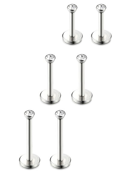 ORAZIO 18G 6-10MM Stainless Steel Lip Rings Labret Monroe Nose Studs Cartilage Tragus Piercing Internally Threaded