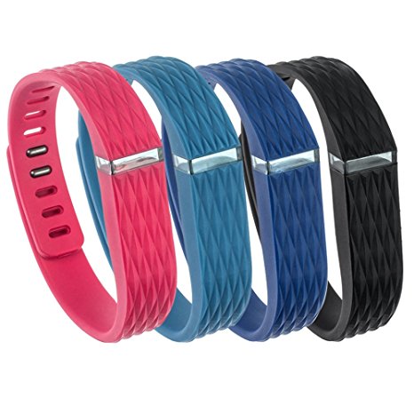 Anpro® 4 Pairs Replacement Bands with Metal Clasps for Fitbit Flex, With 2 Piece Silicon Fasten Ring and 1 Fitbit Flex charge cable
