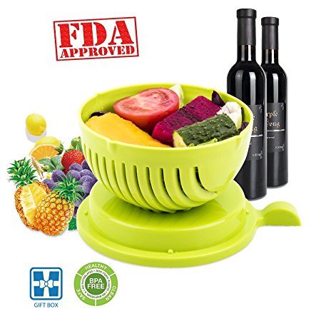 Salad Cutter Bowl,Cut Vegetables And Fruit Salads Easy, Salad Ready in 60 Seconds(all green)