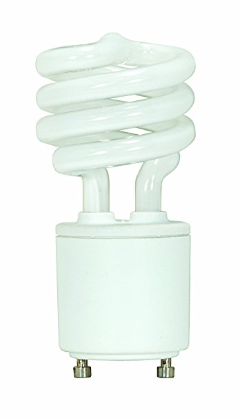 Satco S8203 13 Watt (60 Watt) 800 Lumens Mini Spiral CFL Soft White 2700K GU24 Base Light Bulb