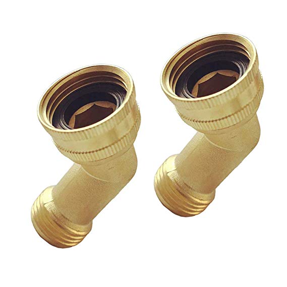 2-Pack Brass Garden Hose Elbow Connector 45 Degree Hose Adapter Hose Fittings