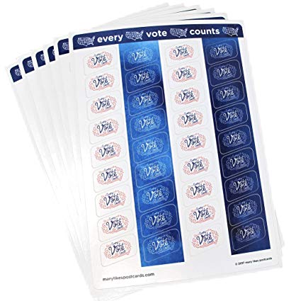 Every Vote Counts, 10 Sheets of Stickers for Your Postcards and Scrapbooking, Perfect for Writing to Your reps or get Out The Vote