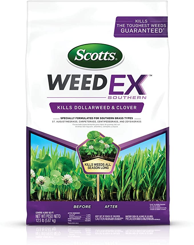 Scotts WeedEx Southern - 4,000 sq. ft., Weed Control, Kills Dollarweed and Clover All Season Long, Starts Working on Contact, Lawn Weed Killer for Southern Lawns, 12.5 lb.