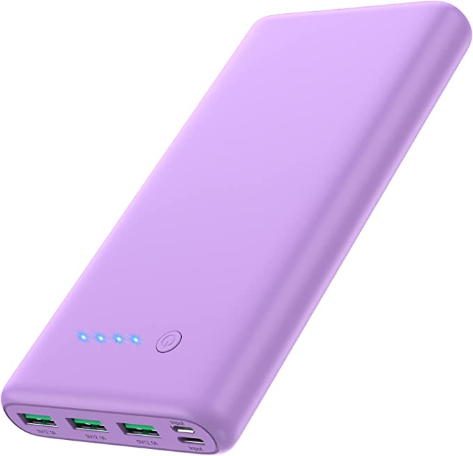 Portable Charger 36800mAh,3 USB Outputs Power Bank, Dual Input External Battery Pack,USB-C High-Speed Charging Backup Charger Compatible with iPhone 14/13,Samsung Galaxy Android Google and More-Purple