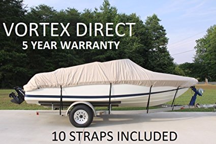 BEIGE/TAN VORTEX HEAVY DUTY VHULL FISH SKI RUNABOUT COVER FOR 20 21 22' BOAT, BEST AVAILABLE COVER