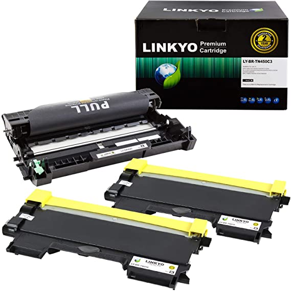 LINKYO Compatible Toner Cartridge and Drum Unit Set Replacement for Brother TN450 TN-450 DR420 DR-420 (2 Toner Cartridges, 1 Drum Unit)
