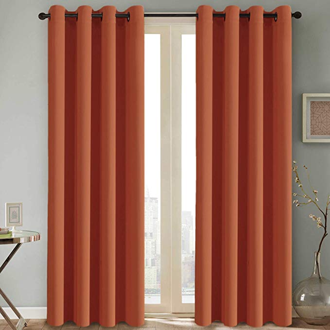 H.VERSAILTEX Thermal Insulated Blackout Window Panels Microfiber Formaldehyde-Free Kids Curtains,Grommet Top,52 by 96 - Inch - Burnt Orange - Set of 2