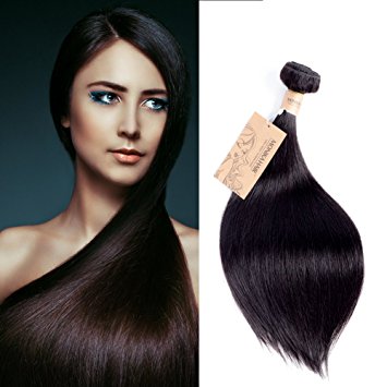 MONIKAHAIR Brazilian Virgin Human Hair 1 Bundle 100g Straight 7A Grade Remy Human Hair Weaves Extensions Natural Black(10in)