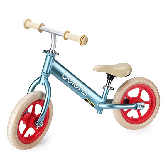 Balance Bike for Kids, 12 Inch No Pedal Kids Bicycle for 2-5 Years Old, Toddler Walking Bicycle, Adjustable Height, Anti-Vibration Structure, Made of Aluminium Alloy, Indoor Outdoor Activities