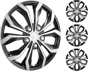 VEVOR Wheel Rim Cover Hubcaps, 16 in Diameter, Sturdy & Durable Scratch-Resistant Hubcap with Snap & Valve Nozzle Hole, ABS & PC Hubcap with High Rigidity & Less Wind Drag, Fits for All Weather Use