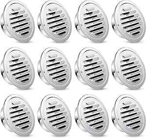 Zonon 12 Pack 4 Inch Stainless Steel Air Outlet Vents Cover Bulk Round Ceiling Dryer Soffit Vent Cover Dryer Exterior Exhaust Vent Cover with Screen Mesh for Wall Louvered Grille Cover Vent (Silver)