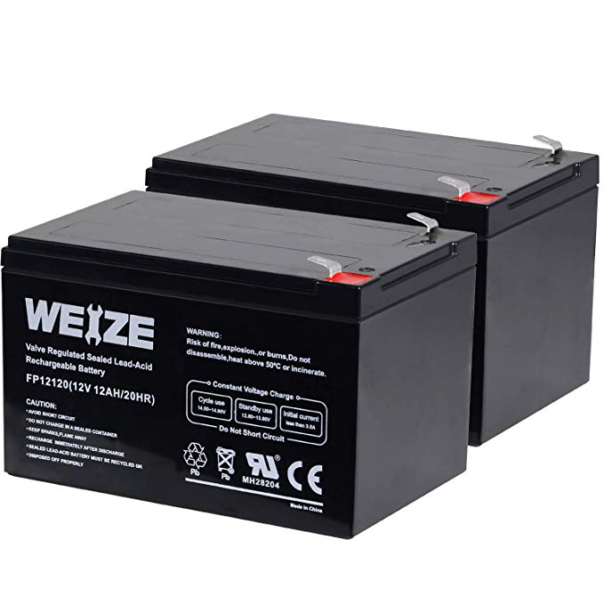 Weize 12 Volt 12AH SLA Rechargeable Battery Replace UB12120, EXP1212, 6FM12, LHR12-12, GPS12-12F2, 2 Pack