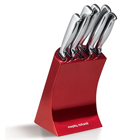 Morphy Richards Accents Knife Block, 5 Piece - Red