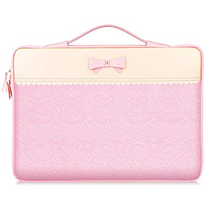 WWW 13-14Inch Water Resistant Laptop Sleeve Case with Handle and Pocket for Microsoft Surface Laptop/Book/Book 2 13.5",MacBook Air/Pro 13" 13.3" 14" Tablet Laptop Waterproof Carrying Case Rose Gold