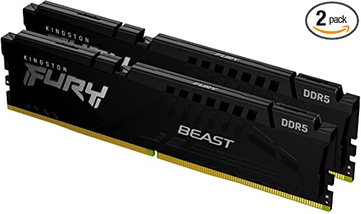 Kingston Technology Fury Beast Black 64GB 5600MT/s DDR5 CL40 XMP 3.0 Ready Computer Memory (Kit of 2) KF556C40BBK2-64