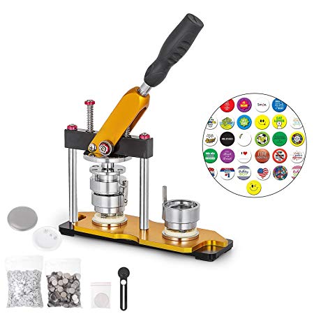 VEVOR Button Maker 37mm Badge Machine with 200 Sets Circle Button Parts Rotate Button Badge Maker Punch Press Machine for DIY Badges