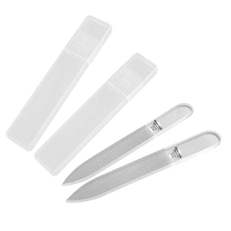 Glass Nail File and Buffer Set, File & Shine Nails with Unique 2-In-One Nail Filer & Nail Polisher Nail Files, Expertly Shape & Polish Nail, Removes Nail Ridges - Bona Fide Beauty Premium Czech Glass
