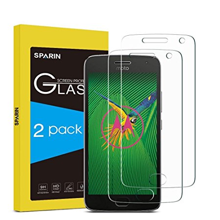 [2 Pack] Moto G5 Plus Screen Protector, [NOT for Moto G5] SPARIN [Tempered Glass] Screen Protector for Lenovo Motorola Moto G5 Plus with [Bubble Free Installation] [9H Hardness] [Lifetime Warranty]