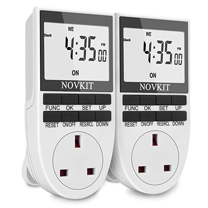Digital Electrical Timer Plug Socket 24 Hours/7 Day Weekly Programmable Light Switch with Anti-Theft Mode and Countdown Function