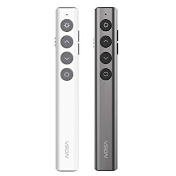 KAXMOON Powerpoint Presentation Clicker, VSON35 Wireless Presenter Pointer, RF 2.4GHz PPT Slide Advancer, USB Remote Control Flip Pen for Windows Android Linux Mac OS (N35 | Space Gray)