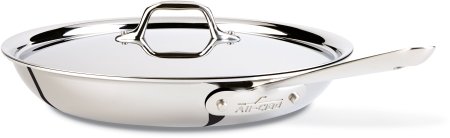 All-Clad 41126 Stainless Steel Tri-Ply Bonded Dishwasher Safe Fry Pan with Lid/Cookware, 12-Inch, Silver