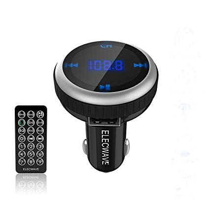 Bluetooth FM Transmitter, Radio Adapter Car Kit with Dual USB Port, 32G SD/TF Card Music Control, Hands-Free Calling -Black
