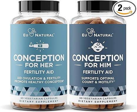 Eu Natural Conception for Her & Him Fertility Bundle - Fertility Supplements for Women & Men – Prenatal Vitamins – Promote Hormone Balance, Cycle Consistency, Aid Ovulation – 120 Count