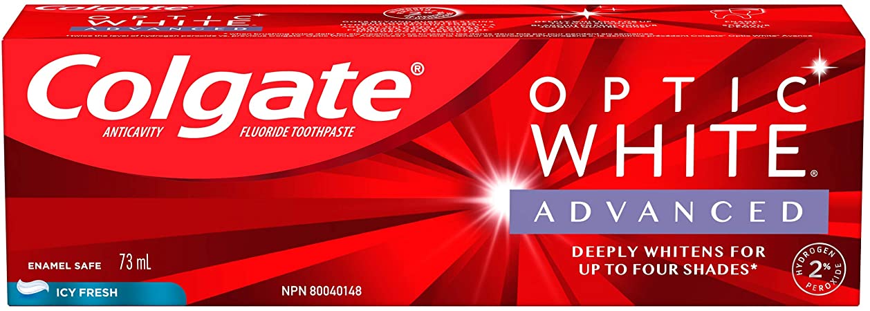 Colgate Optic White Advanced Teeth Whitening Toothpaste, Icy Fresh - 73 mL