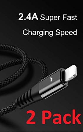 [2Pack] Lightning Cable with LED, iFlash 1 Foot Lightning Cable Fast Charging & Sync Charger for Apple iPhone Xs/XS Max/XR/X / 8/8 Plus / 7/7 Plus / 6S/6 Plus/SE/ 5S, iPad Pro Air Mini 1/2/3/4/5 2018