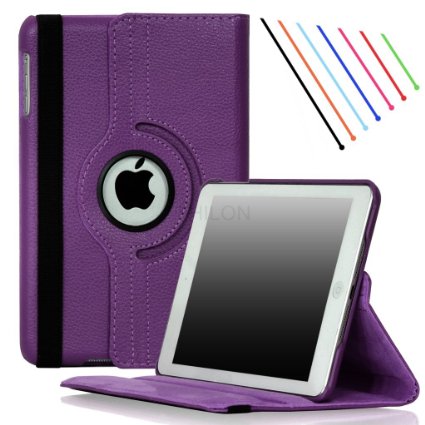 iPad case / iPad 2 case / iPad 3 case / iPad 4 case, Thilon TM 360 degree rotation iPad leather case. With auto sleep and wake up function. iPad cover (Purple)